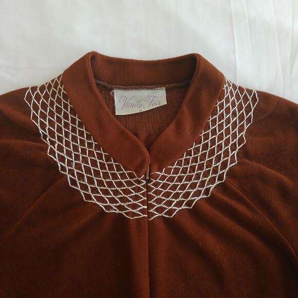 Vintage Vanity Fair Brown Long Sleeve Nightgown 70s-80s Cozy Lounge Dress M - Picture 4 of 10